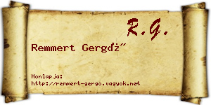 Remmert Gergő névjegykártya